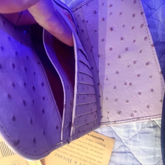 Dooney & Bourke leather snap fold ostrich Pink wallet Clutch purse - Picture 9 of 12